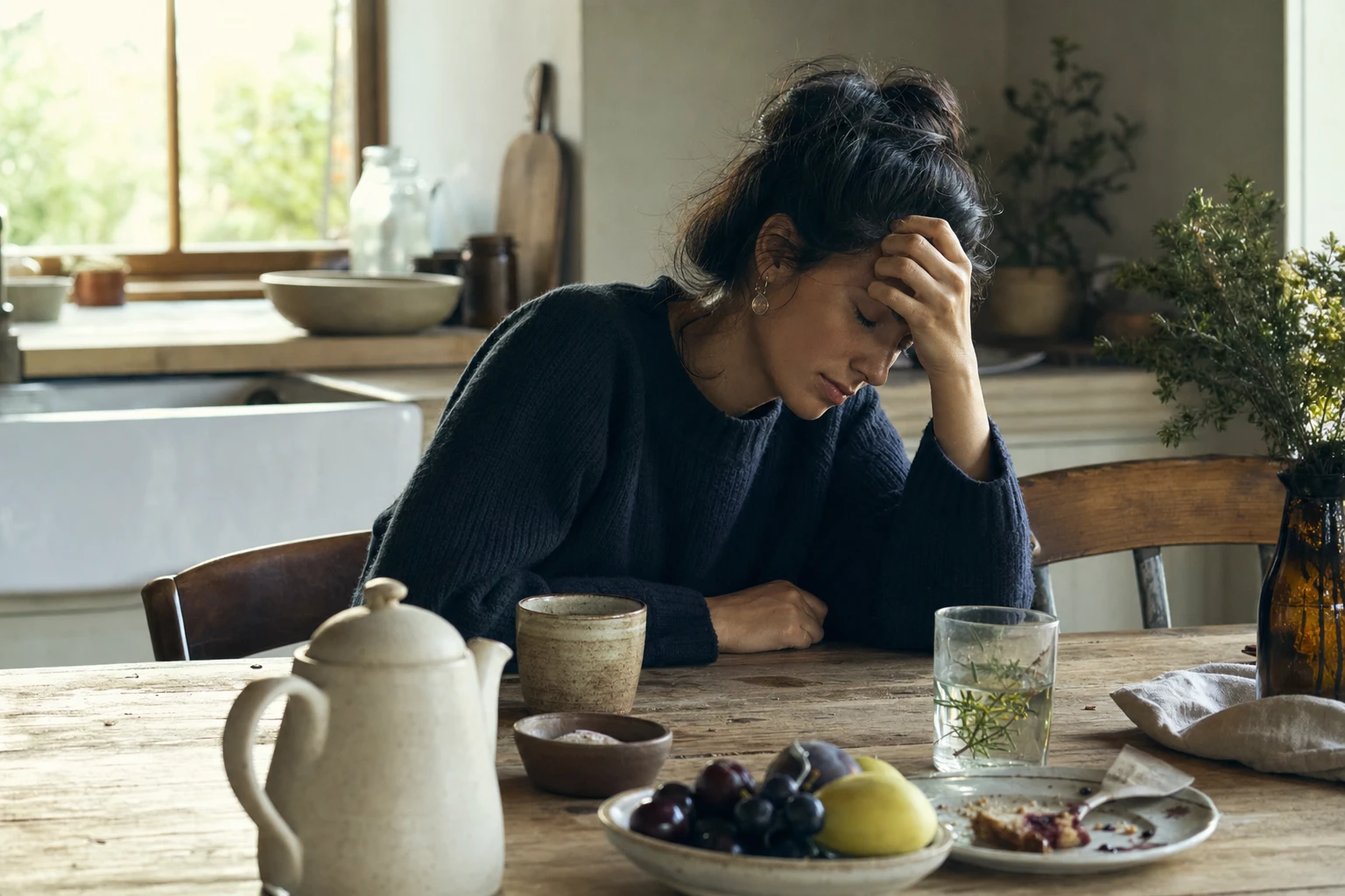 Unhappy person with energy crash