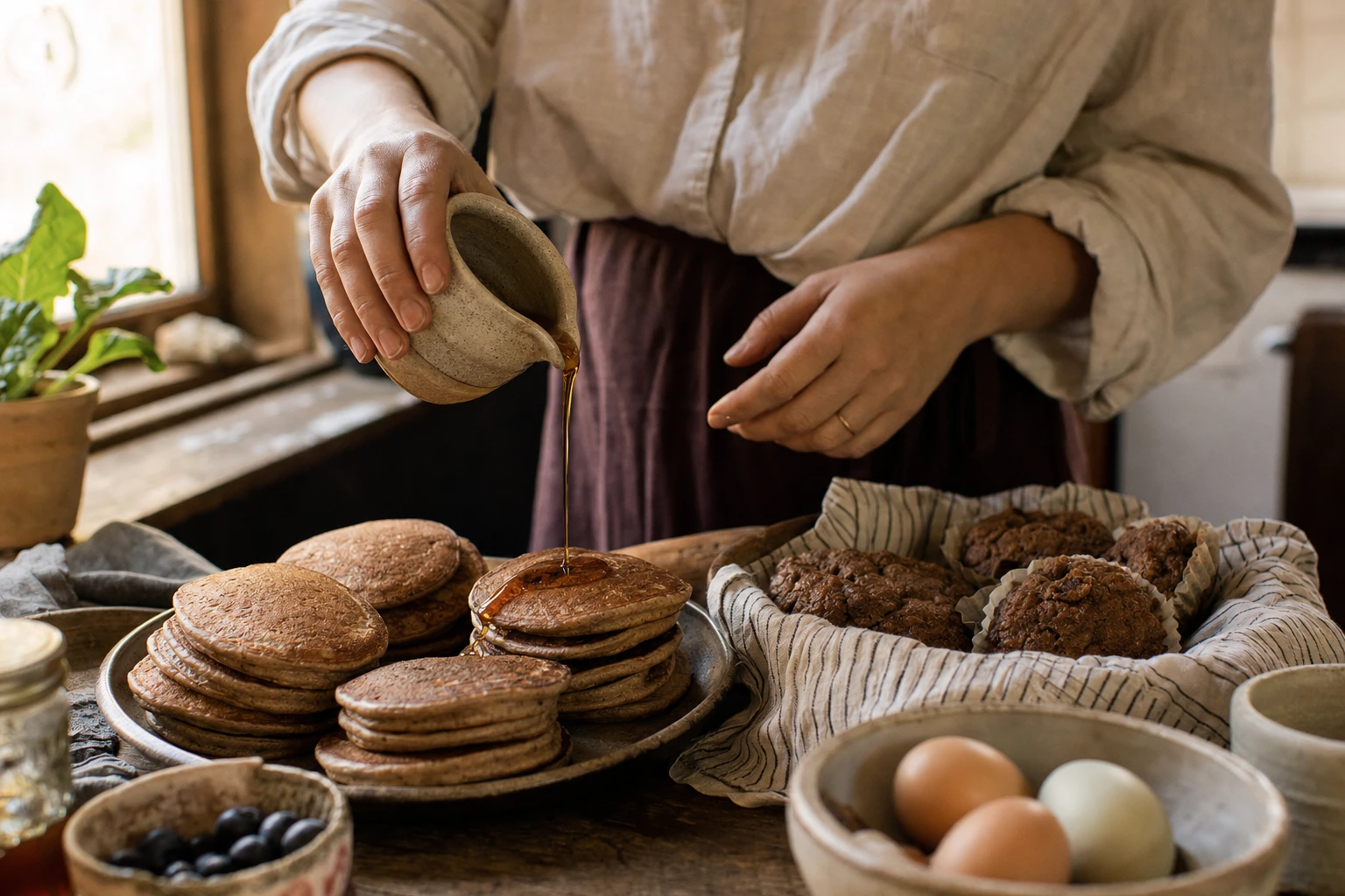 Pancakes and muffins with Organised mixed in