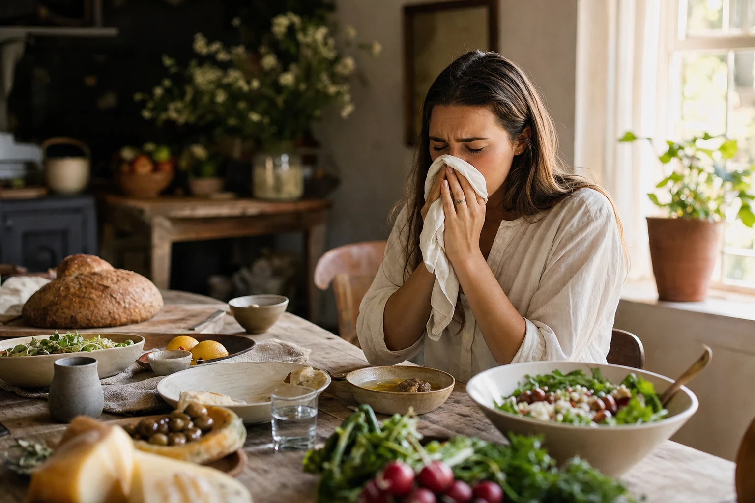 Allergic reaction showing immune response