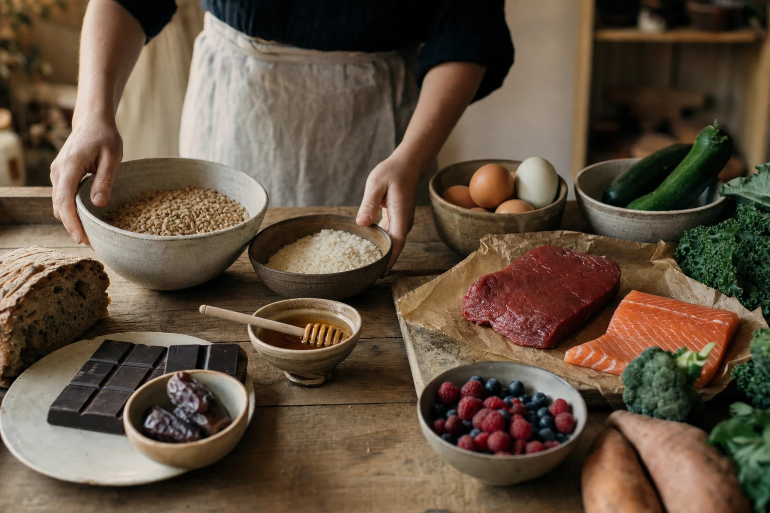 Foods with high and low glycemic index