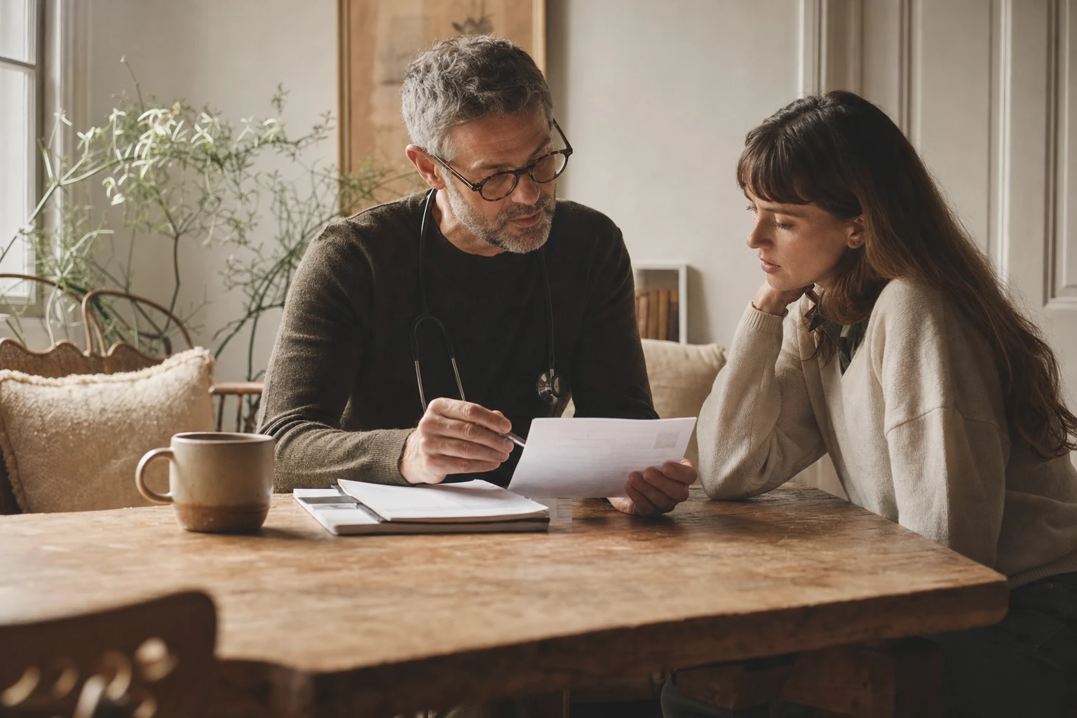 Doctor reviewing blood test results with patient