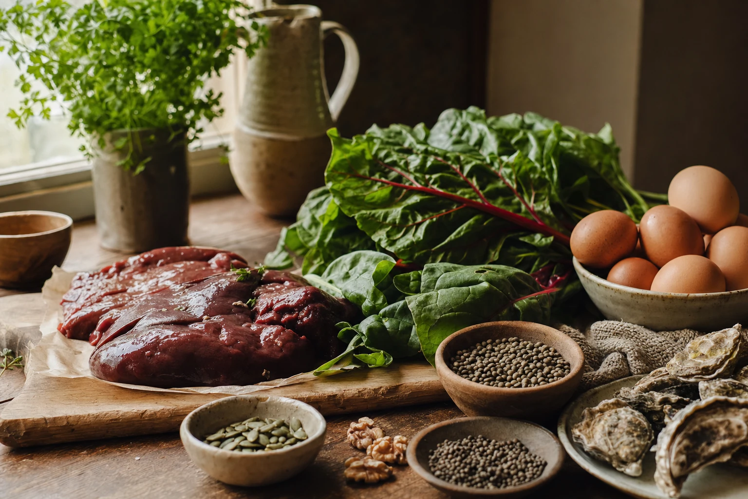 Foods rich in iron and minerals for hair