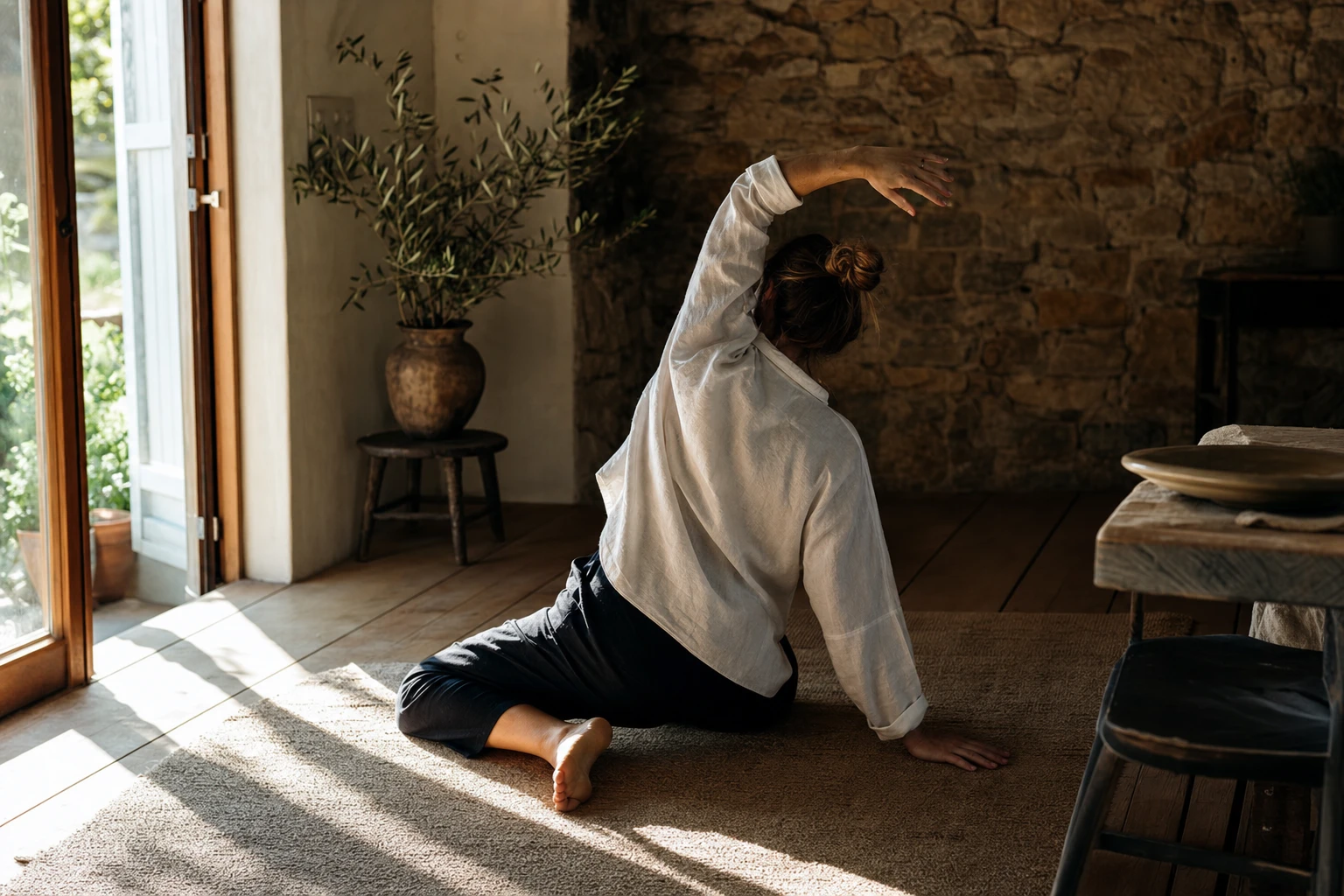 Person doing gentle stretching or movement