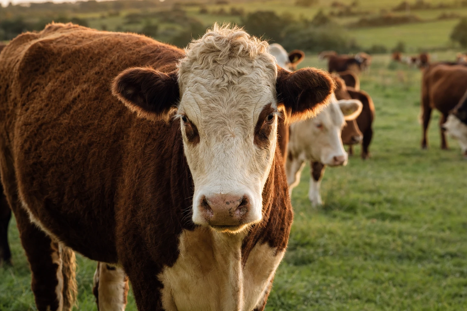 Cattle in afternoon light, relaxed posture