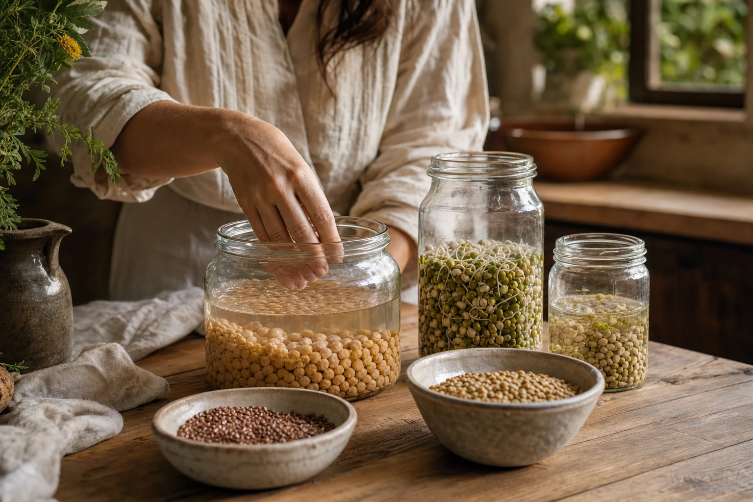 Proper grain and legume preparation timeline: soaking, sprouting, fermentation