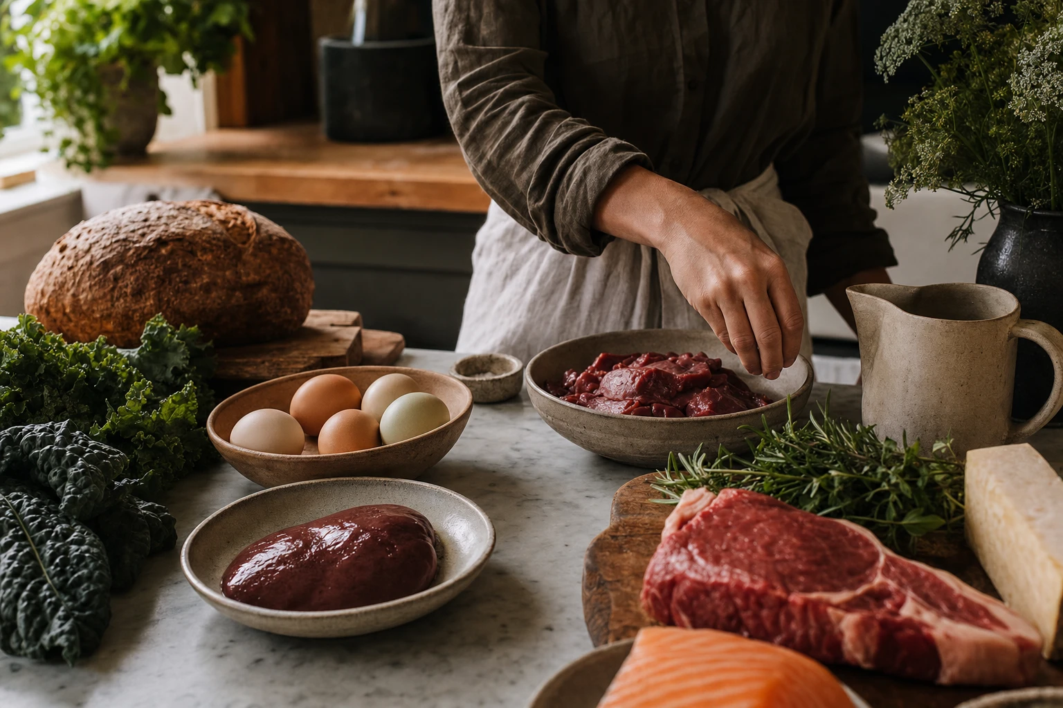 Fresh foods with price tags compared to supplement bottles with costs