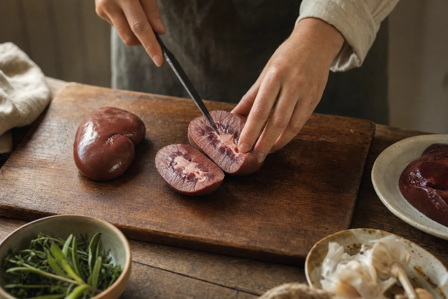 Beef kidney cross-section showing structure