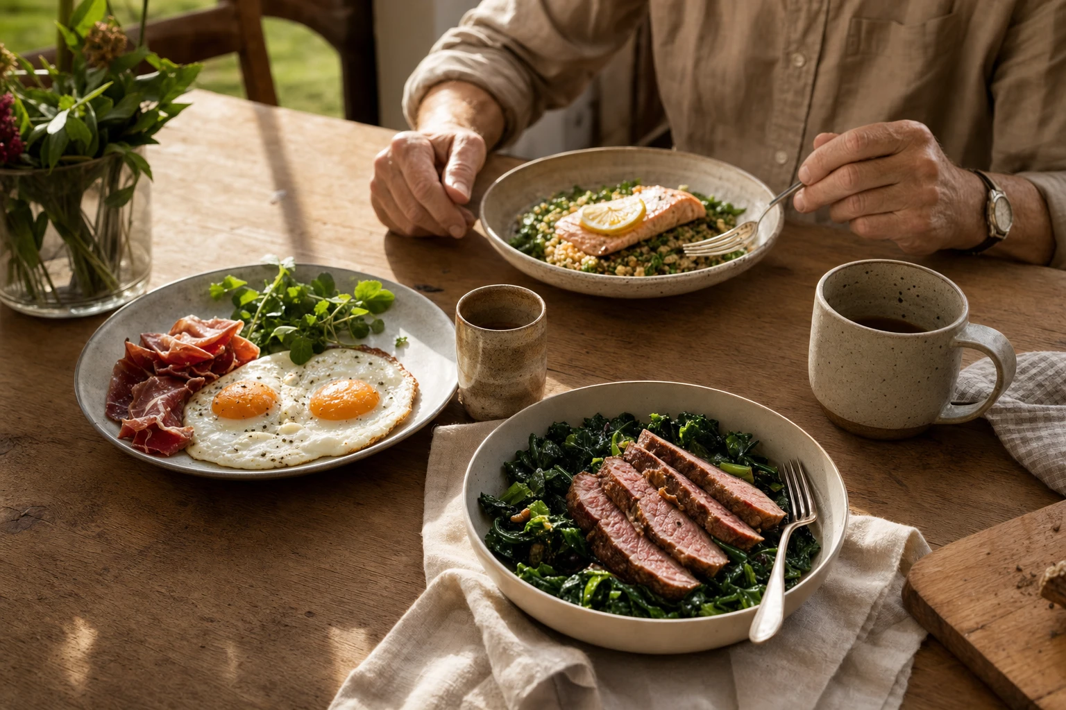 Three meals showing balanced protein distribution