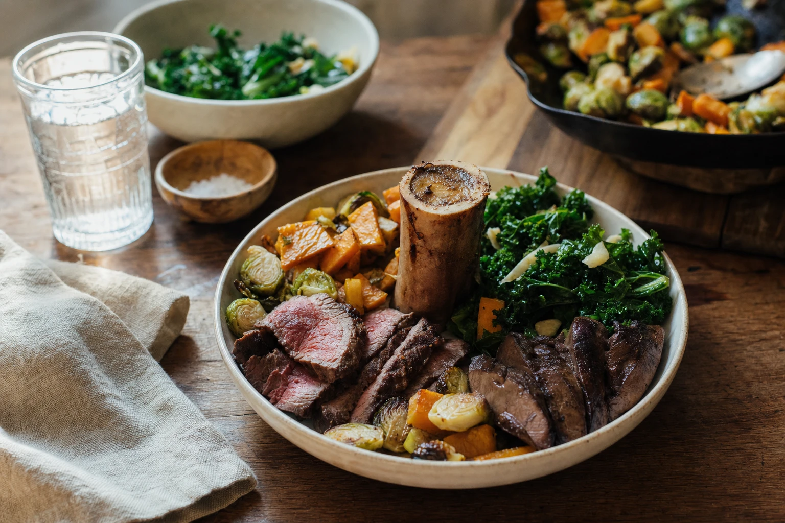 Mineral-rich dinner plate with diverse whole foods