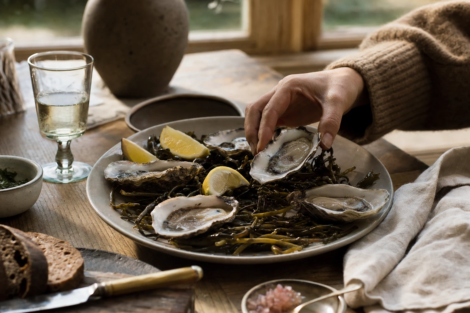 Oysters on a plate