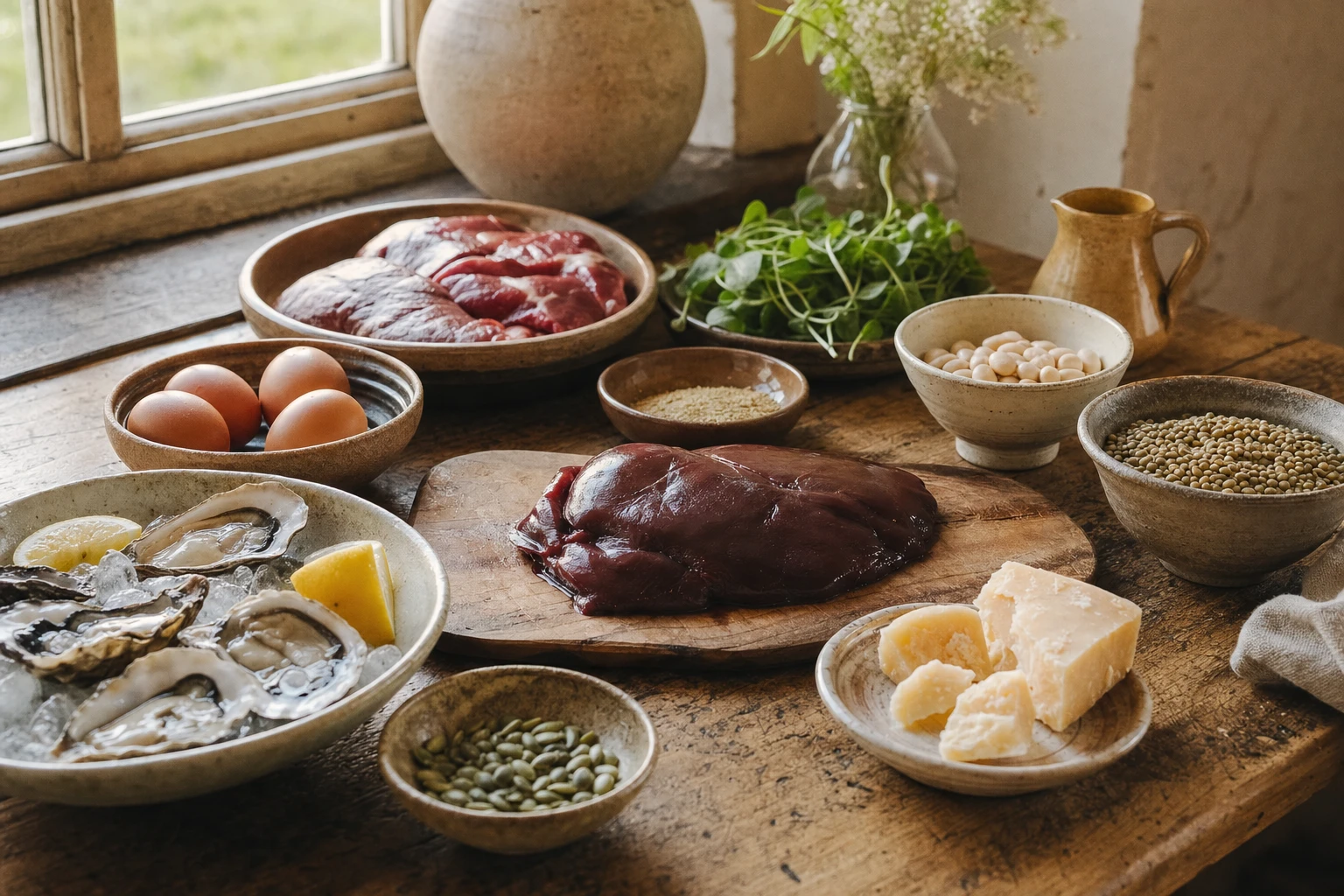 Array of zinc-rich whole foods
