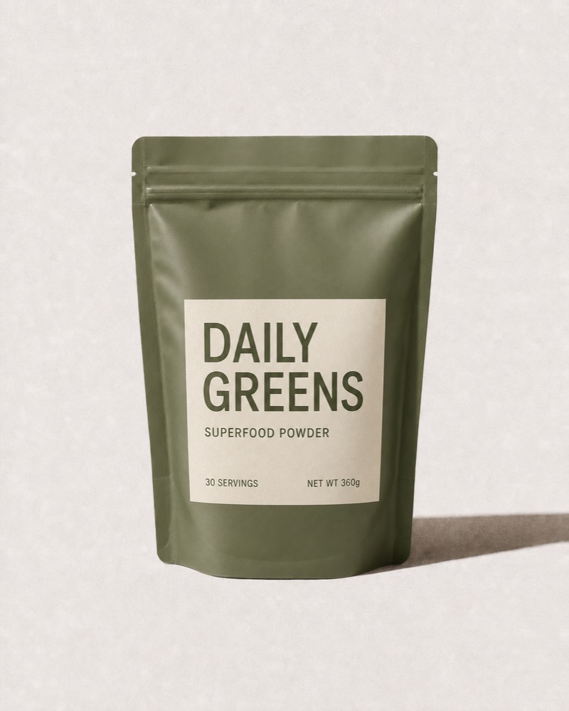 A typical daily greens pouch